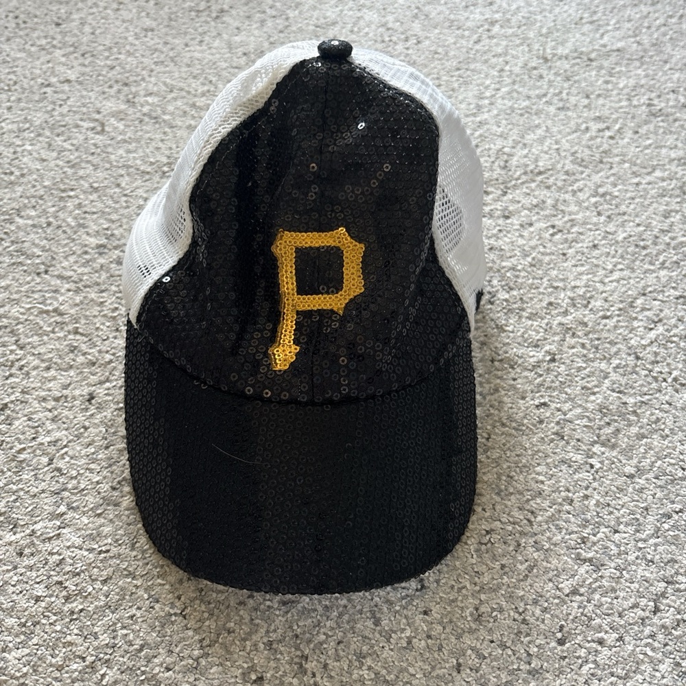 Sequin Black and White Cap with Gold Logo